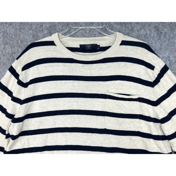 J. Crew Classic Mariner Sweater Blue Beige Stripe Shirt Preppy Casual Nautical - Picture 2 of 9